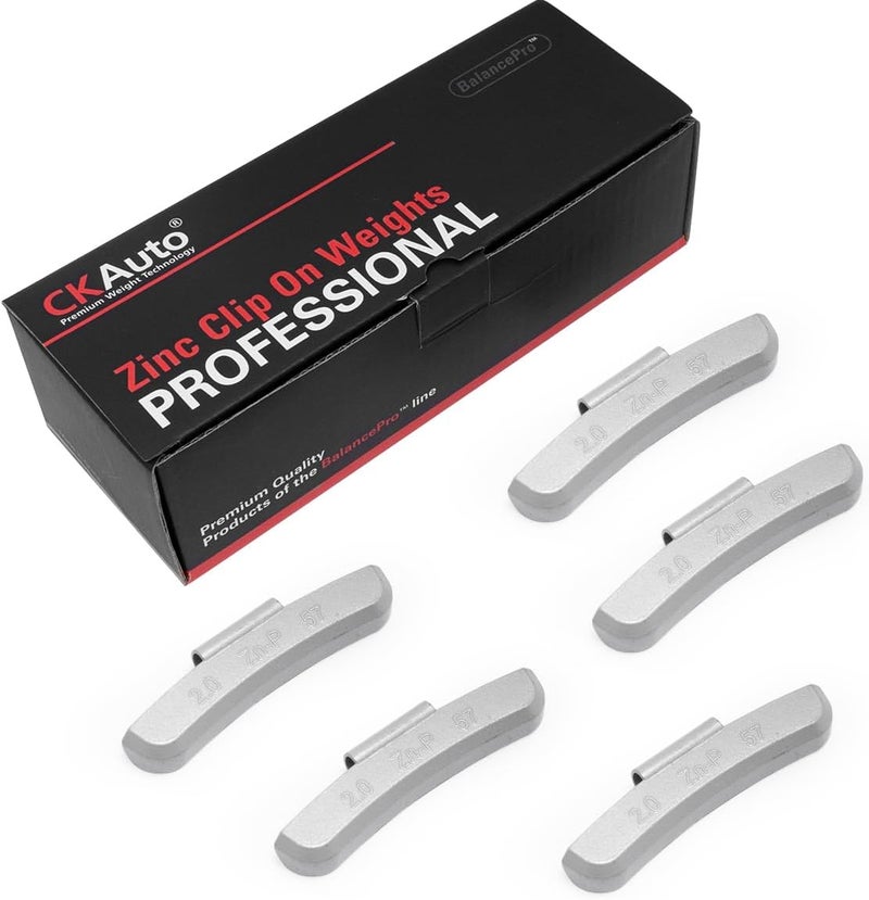 CKAuto P Series Zinc Clip on Wheel Weights 2.0oz, Coated, 25Pcs/Box Fit for Steel Wheel - Image 1